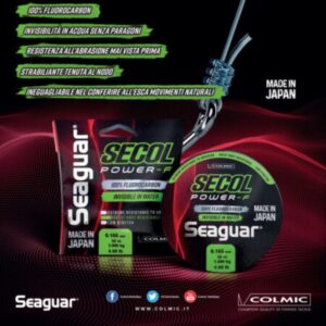 Vista general del fluorocarbono Colmic Seaguar Secol Power-F 50m para bajos de línea y pesca técnica.